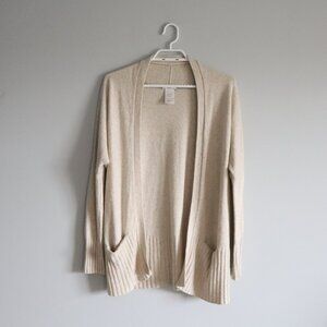 Talula‎ Women's Cream Sz XXS Lenox Cashmere Oversized Open Front Ribbed Cardigan